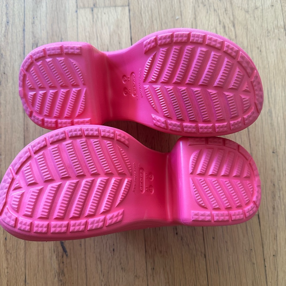 CROCS Siren Pink Platform Clogs Shoes Size 6 - Picture 3 of 5